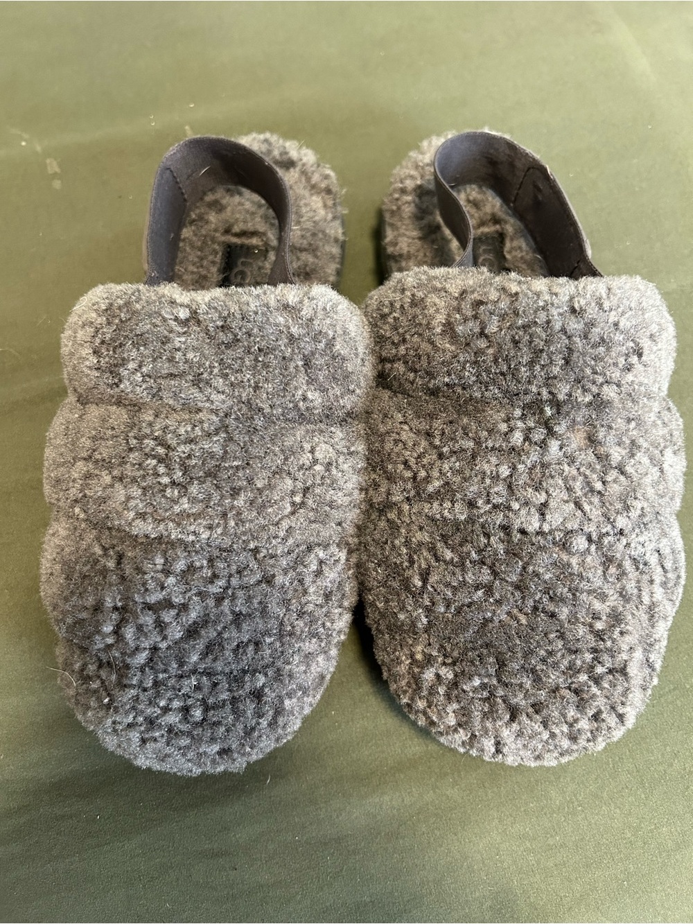 UGG Charcoal Shearling Back-Strap Slippers